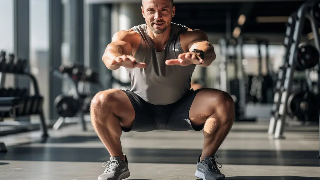 Athlet zeigt funktionale Bewegungen mit Kraftgeräten im modernen Fitnessstudio