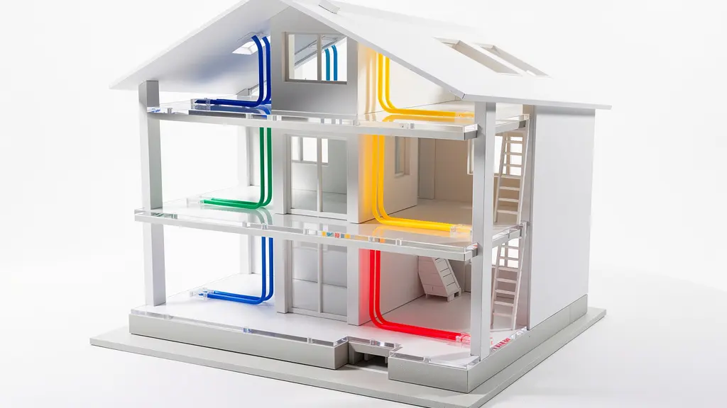 Schematische Darstellung der KNX-Linientopologie in einem mehrstöckigen Schweizer Haus