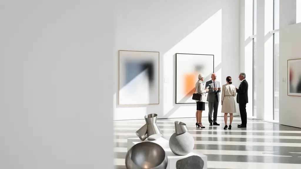 Sammler und Galeristen in exklusivem Art Basel VIP-Bereich mit zeitgenössischer Kunst