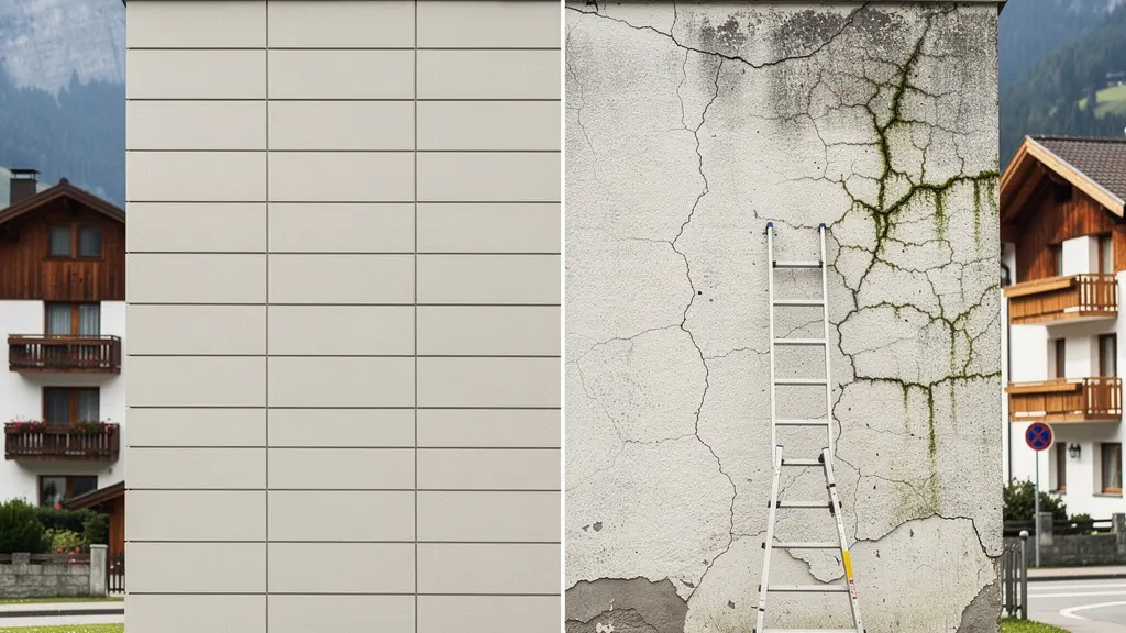 Vergleichende Darstellung der Wartungsintervalle verschiedener Fassadensysteme