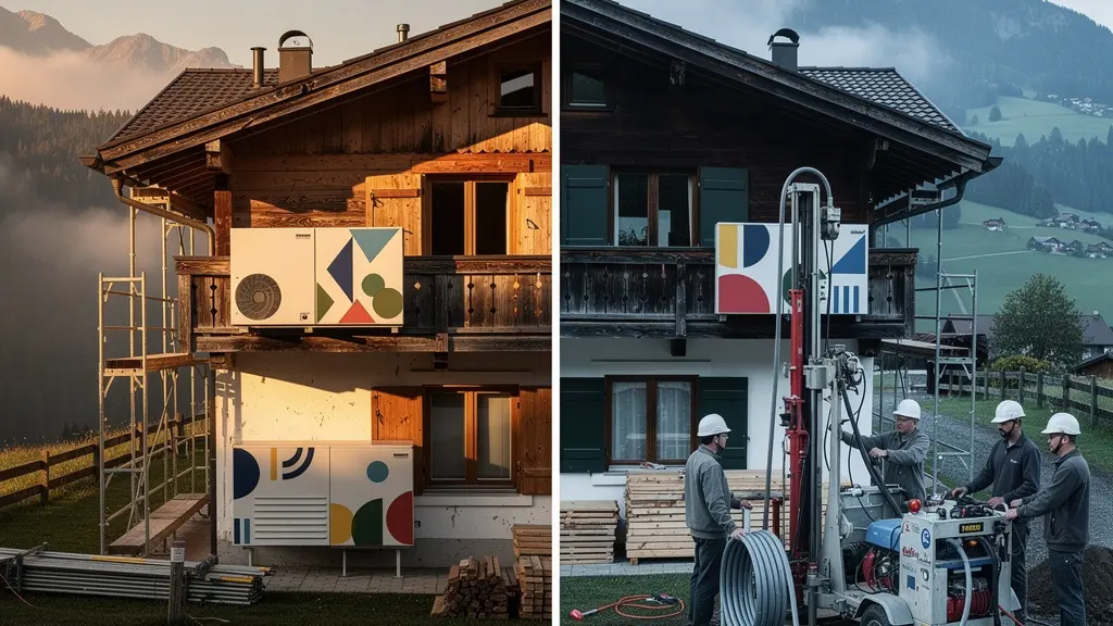 Vergleich zwischen Luft-Wasser-Wärmepumpe und Erdsonde bei der Altbausanierung in der Schweiz